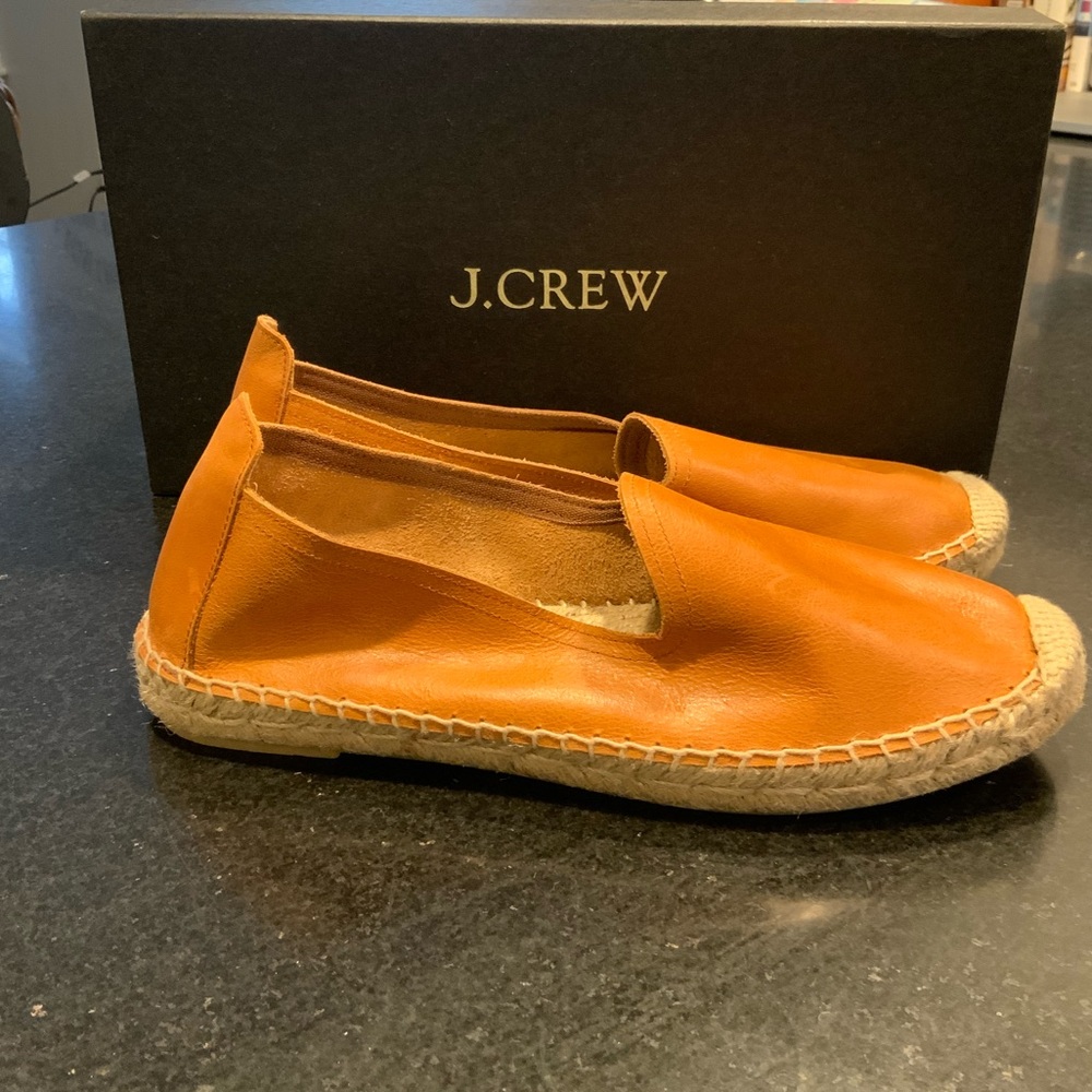 J. Crew Tan Espadrille Shoes with Leather Upper